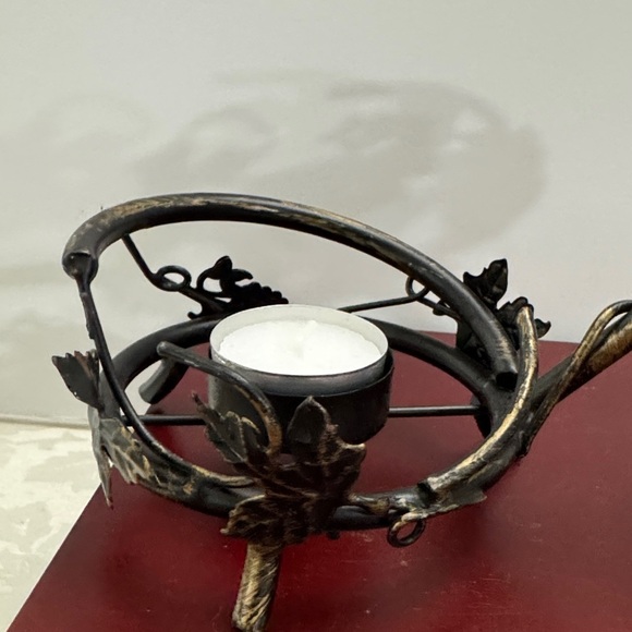 Vintage Black Metal Triple Candle Holder - Picture 3 of 7